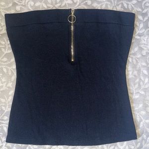 Black guess tube top with gold quarter zip